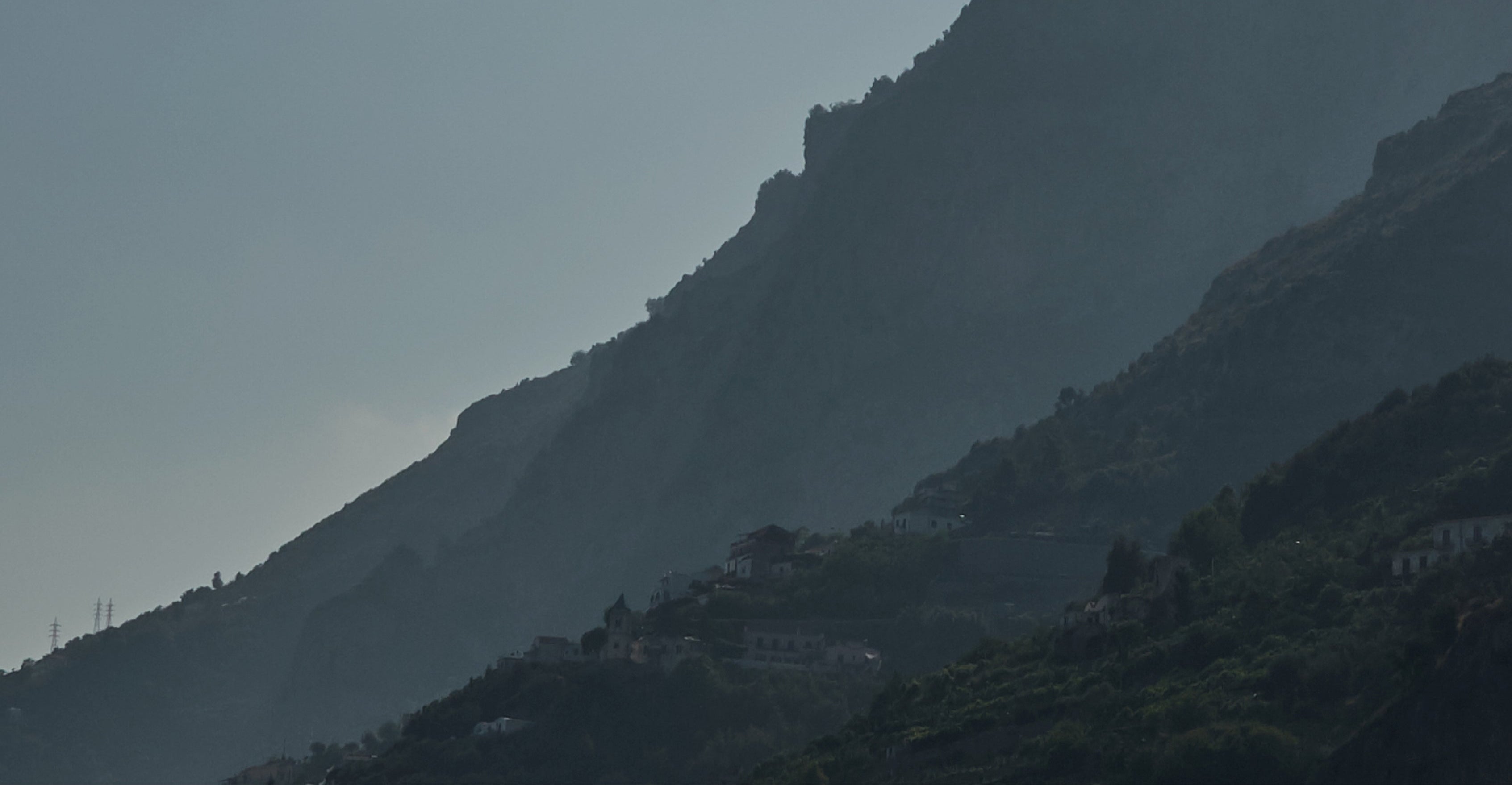 Silhouette of a mountain range with a clear sky